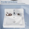 Garvee Bathroom Vessel Sink, Semi Recessed Round Ceramic Basin 20.24 x 17.01 x 7.64 in, White Countertop Vanity Sink with Single Faucet Hole - 3 of 4