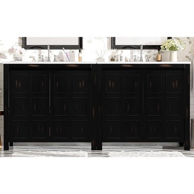 NicBex 24/30/36/48/72" Vintage Style Bathroom Vanity with Ceramic Sink,Matte Black Storage Cabinet for Bathroom,4"Faucet Hole(Faucet Not Included)