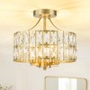Rennnsan Lunara 12" W 4 -Light Crystal Dimmable Mid-century Drum Shaded Semi Flush Mount in Matte Black & Chrome & Brass - 4 of 4
