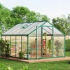 Aluminum Large Walk-in Greenhouse for Outdoors, Sliding Door & Ajustable Roof Vent, Polycarbonate Green Houses for Outside Garden,Backyard,Patio,Lawn - 4 of 4