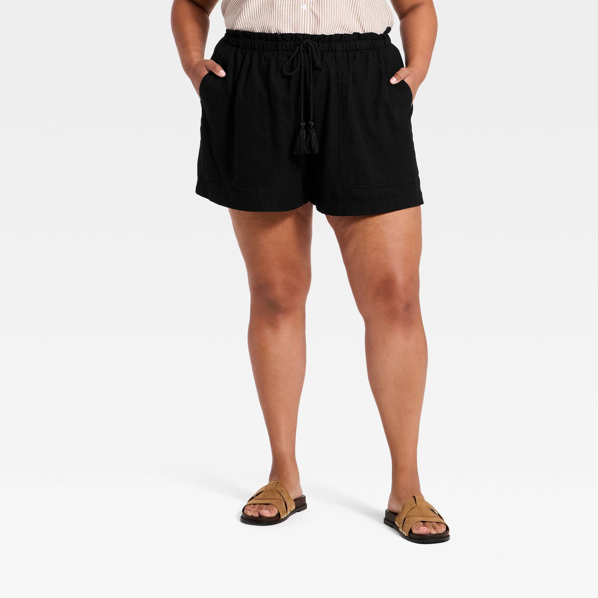 Women's High-Rise Linen Pull-On Shorts - Ava & Viv™