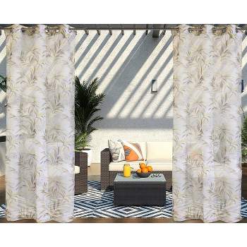 Azores Sheer Grommet Outdoor Curtain Panel Yellow - Outdoor Décor