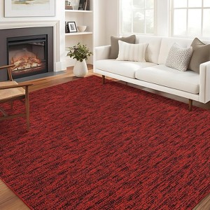 Large 9x12 Ft Christmas Area Rug – Washable, Soft Non-Slip Indoor Carpet for Living Room & Bedroom, Ultra-Thin, Red/Black - 1 of 4