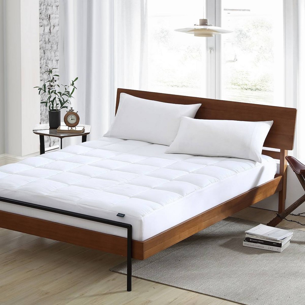 Smithsonian Sleep Collection Queen High Loft Cooling Mattress Pad: Bed Topper with Polyester Fill, Machine Washable