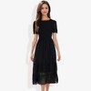 Anna-Kaci Women's Short Sleeve Smocked Dress with Swiss Dot Pattern and Ruffle Hem Detail Casual Summer Dress - 3 of 4