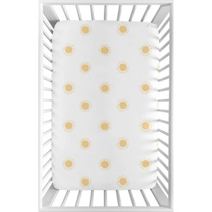 Sweet Jojo Designs Baby Boy, Girl, Unisex/Gender Neutral Baby Fitted Mini Crib Sheet Boho Sun White and Mustard Yellow - 1 of 4