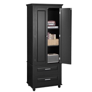 Ridstar 62.50 in. Black Tall Storage Cabinet with Two Drawers for Bathroom/Office - 1 of 4