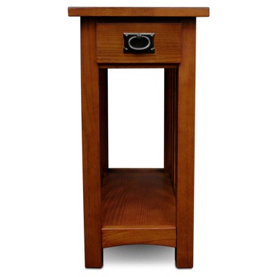 Medium Oak Mission End Table with Drawer and Shelf