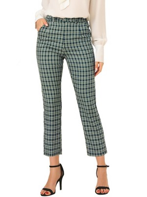 INSPIRE CHIC Women's High Waist Elastic Back Two Slant Pockets Office Work Ankle Pants