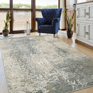 8x10 Modern Area Rug - Washable, Non-Slip Low Pile for Living Room, Bedroom - Abstract Indoor Throw Floor Cover - 1 of 4