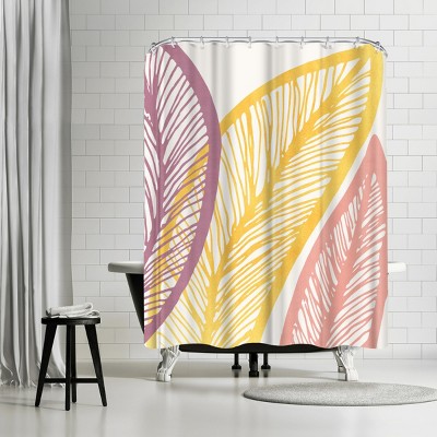 Americanflat Large Leaf Study Ii by Modern Tropical Shower Curtains