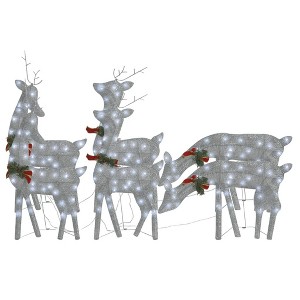 vidaXL Christmas Decoration Reindeer Family Christmas Lighting with LEDs Mesh - Silver 6 - 1 of 4
