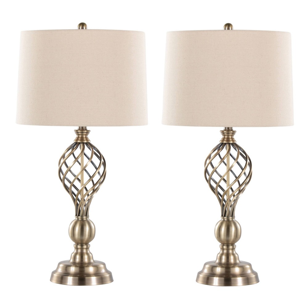 Photos - Floodlight / Street Light LumiSource: Linx Twist 29" Metal Table Lamps, Antique Soft Brass, Set of 2