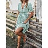 Women's Short Sleeve Striped Dress | Rustic Cottagecore A-Line Midi Dress - 2 of 4