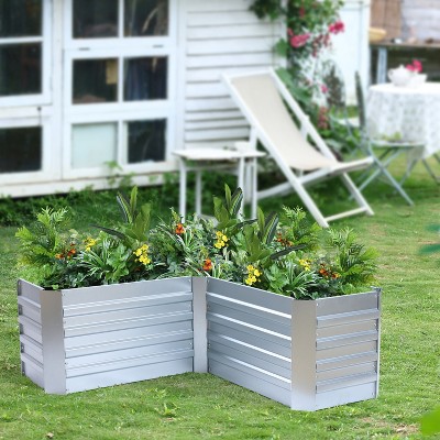 L-Shaped Galvanized Steel Raised Garden Bed - 47.8" x 20.5"