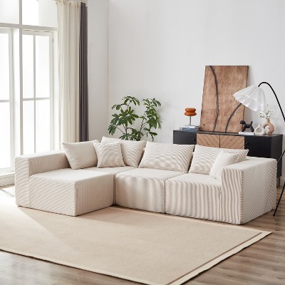 NicBex Couches for Living Room Modular L-Shaped Sectional Sofa Luxury Floor Couch Chenille Fabric Upholstered Sofa, 5 PC Free Combination