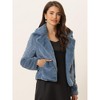 INSPIRE CHIC Women's Autumn Winter Cropped Notch Lapel Faux Fur Fluffy Jacket - 2 of 4