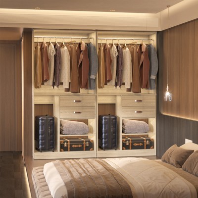Aheaplus 40'' Freestanding Closet Organizer with Hanging Rods, Closet System with Drawers, Storage Shelves
