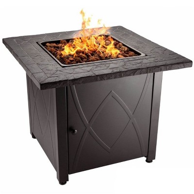 Endless Summer 30,000 BTU LP Gas Outdoor Fire Pit w/Handcrafted Mantel, Black