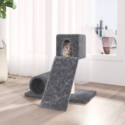 vidaXL Cat Tree Dark Grey Engineered wood, plush, sisal Medium