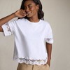 Lands' End Women's Short Sleeve Slub Jersey Cutwork T-Shirt - 4 of 4