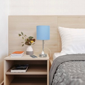 Creekwood Home Contemporary Bedside Table Lamp with Power Outlet - 1 of 4