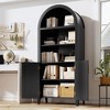 Coucheta 63'' Tall Arched Bookcase with Doors 5-Tier Storage Cabinet with Open Shelves, Modern Display Bookshelf for Home Office Living Room - 4 of 4