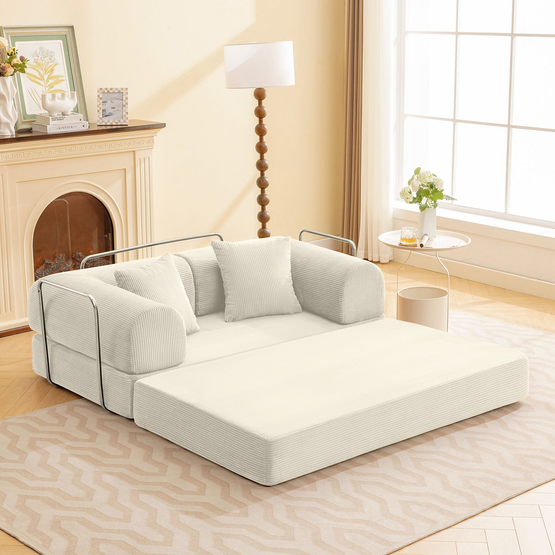 KERDOM Folding Sofa Bed, Floor Couch Convertible Sofa with Armrests, Sleeper Mattress Bed Comfy Portable for Living Room Bedroom