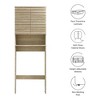 Modway Render Over-the-Toilet Cabinet – Faux Travertine Storage Cabinet with Open Shelves and Hidden Compartment - 3 of 4