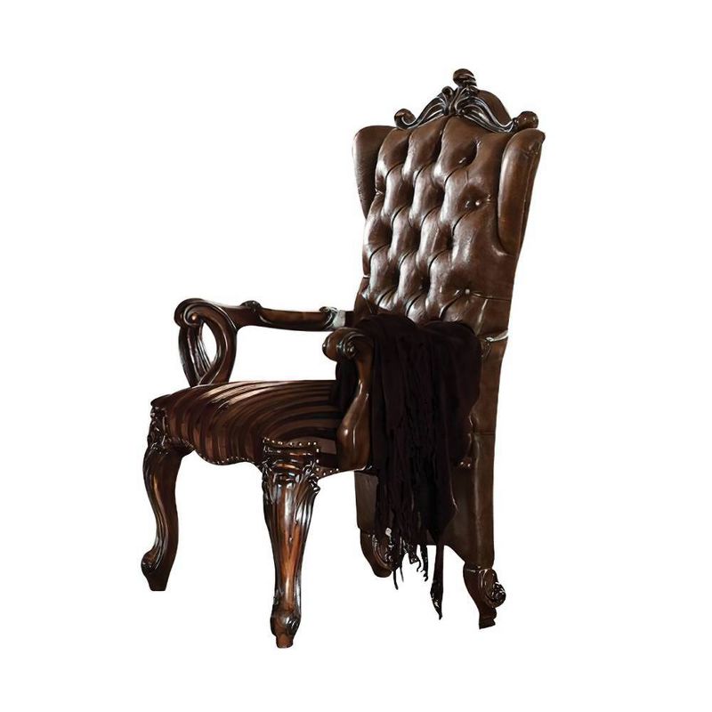 2pc 29&#34; Vanaheim PU Dining Chairs Beige/Antique White Finish - Acme Furniture, 3 of 8