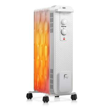 Costway 1500W Oil-Filled Heater Portable Radiator Space Heater w/ Adjustable Thermostat White\ Black