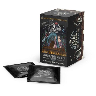 Bones Coffee Company Army of the Dark Chocolate 12 ct Cold Brew Pods Dark Chocolate Flavor, Just Add Water