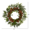 Nearly Natural 22-in Cedar, Grass and Pine Cone Artificial Wreath UV Resistant (Indoor/Outdoor) - 2 of 3