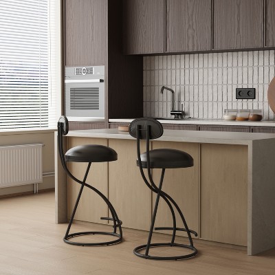 NicBex Dining Chairs Set of 2 Upholstered Chair Bar Stools Counter Height Barstools with Metal Legs for Kitchen, Home Bar