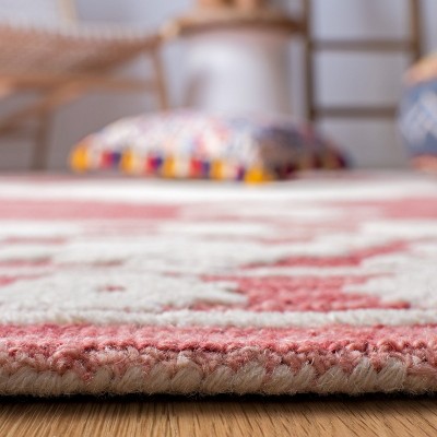 Ivory Wool Geometric 7' x 7' Square Tufted Area Rug