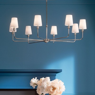 Pallas Polished Nickel 8-Light Chandelier with White Linen Shades