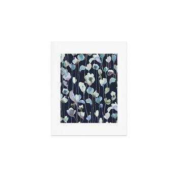 Ninola Design Watery Abstract Flowers Navy 8" x 10" Art Print - Society6