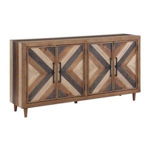 Treasure Trove Accents Wellington 4 Door Credenza: Adjustable Shelves, Cord Management, Rubberwood Surface - 1 of 4