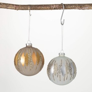 4"H Sullivans Vintage Star Ball Ornament - Set of 2  Multicolored Christmas Ornaments - 1 of 2