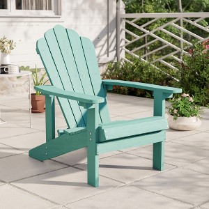 Sonkuki Outdoor Faux Wood Adirondack Chair, Patio Chair with High Back and Wide Seat - 1 of 4
