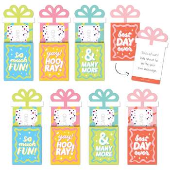 Big Dot of Happiness Party Time - Happy Birthday Party Money and Gift Card Sleeves - Nifty Gifty Card Holders - Set of 8