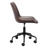 Office Chair 35.2"H Brown – Faux Leather Upholstery with Powder-Coated Steel Frame & Swivel Base, Adjustable Modern Desk Seating by Zuo Modern - 4 of 4