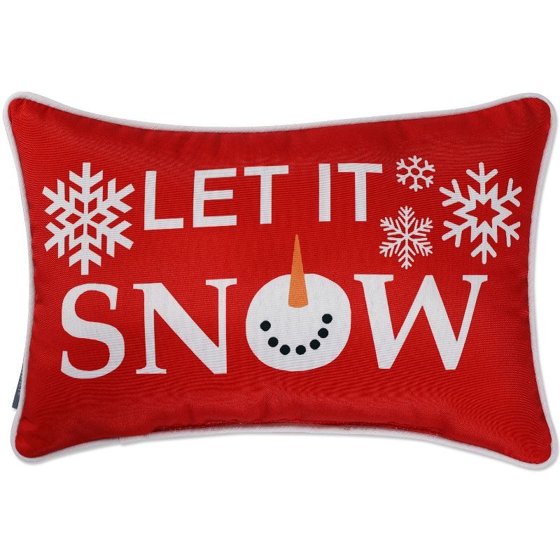 12&#34;x18&#34; &#39;Let it Snow&#39; Lumbar Throw Pillow Red - Pillow Perfect, 1 of 7