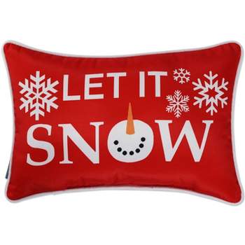 12"x18" 'Let it Snow' Lumbar Throw Pillow Red - Pillow Perfect