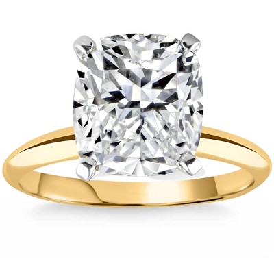 Pompeii3 4 Ct 14k Two Tone Certified Lab Created Cushion Diamond Engagement Ring - Size 6.5