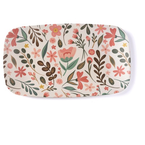 Floral serving outlet platter