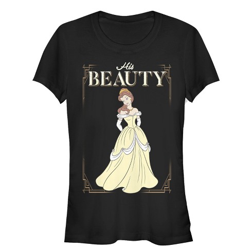 Juniors Womens Beauty and the Beast His Belle T Shirt Black Small