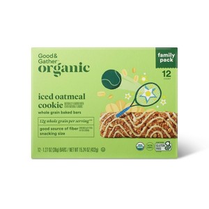 Organic Iced Oatmeal Cookie Whole Grain Baked Bar - 15.25oz/12ct - Good & Gather™ - 1 of 4