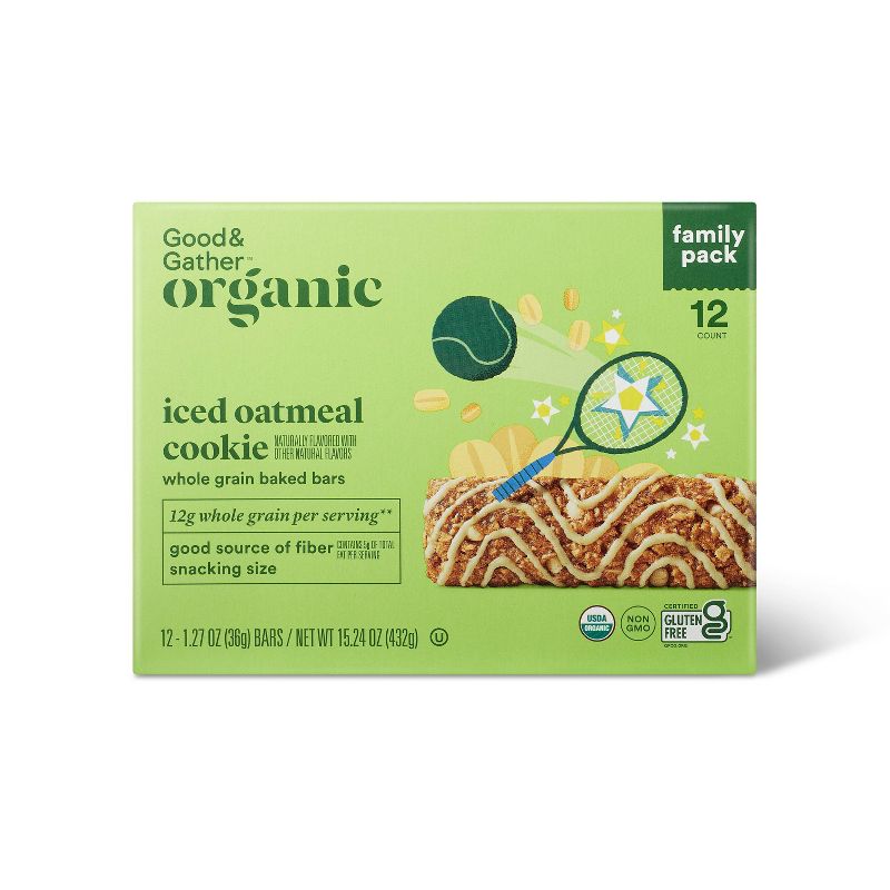 Organic Iced Oatmeal Cookie Whole Grain Baked Bar - 15.25oz/12ct - Good &#38; Gather&#8482;, 1 of 8