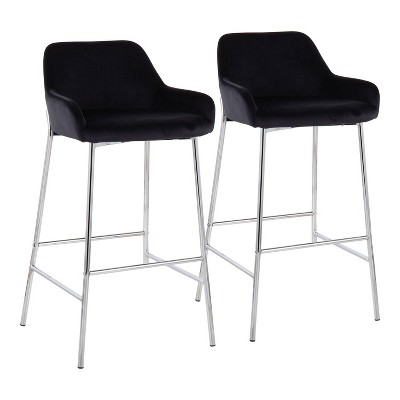 Set of 2 Daniella Metal/Velvet Barstools - LumiSource
